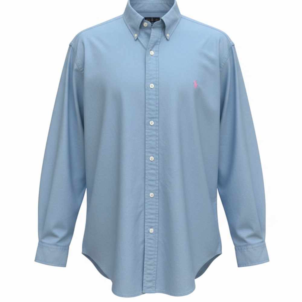 Ralph Lauren Light Blue Button-Down Shirt with Pink Pony Size XL